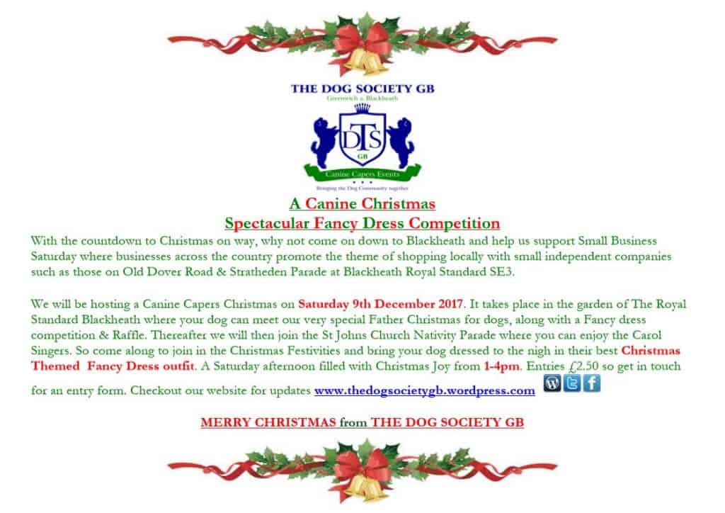 December 2017 Events Agenda For London Dogs - Canine Capers Christmas