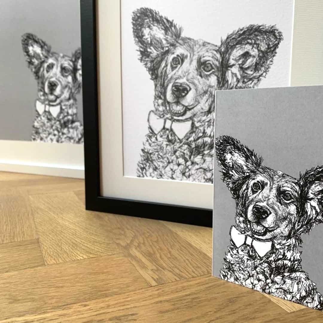 London Dog Portraits To Make You Smile - Rebecca Harrison Designs - Personalised Cards and Portraits
